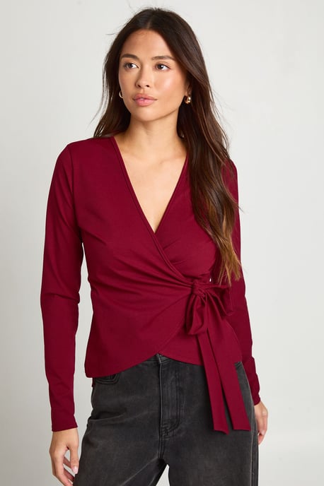 Wrap Front Tie Waist Top - Image 3
