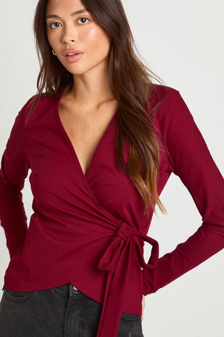Wrap Front Tie Waist Top - Image 4