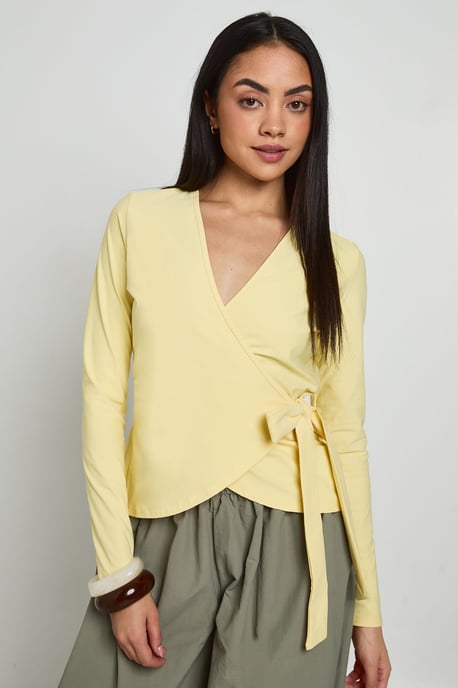Wrap Front Tie Waist Top - Image 1