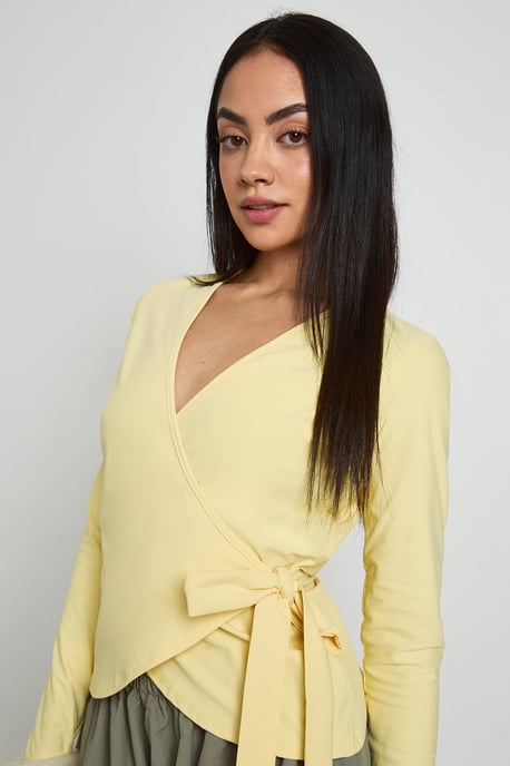 Wrap Front Tie Waist Top - Image 4