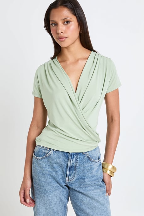 Modal Deep Drape Short Sleeve Top - Image 1