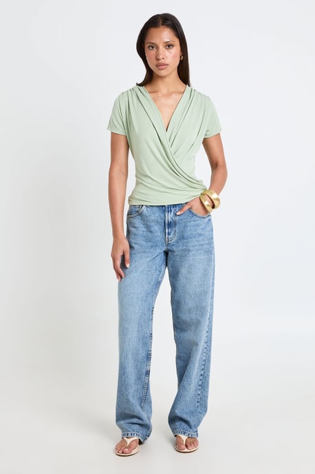 Modal Deep Drape Short Sleeve Top - Image 3