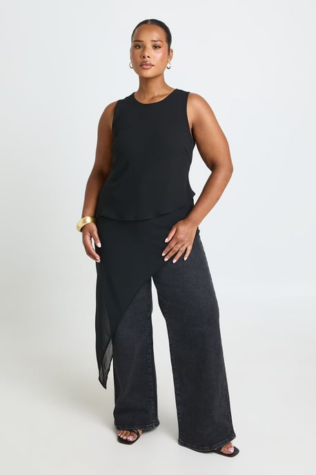 Plus Layered Asymmetric Hem Longline Top - Image 1
