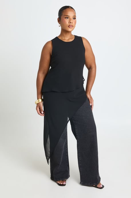 Plus Layered Asymmetric Hem Longline Top - Image 3