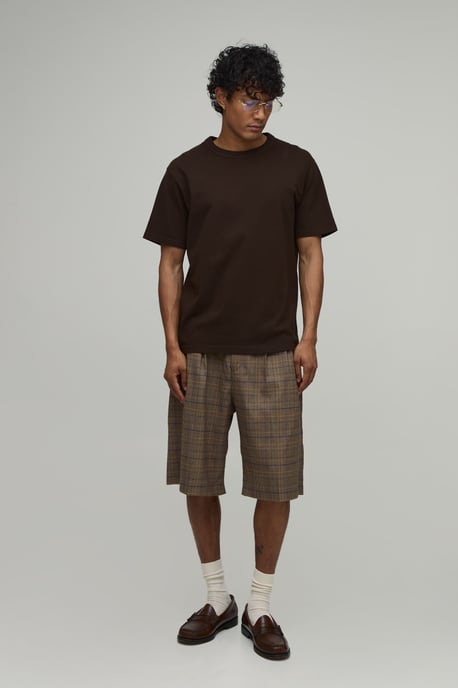 Tailored Check Wide Leg Pleat Front Suit Shorts - Image 4