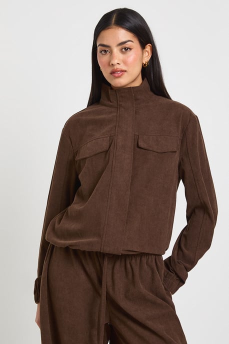 Cord Funnel Neck Tracksuit Top - Image 1