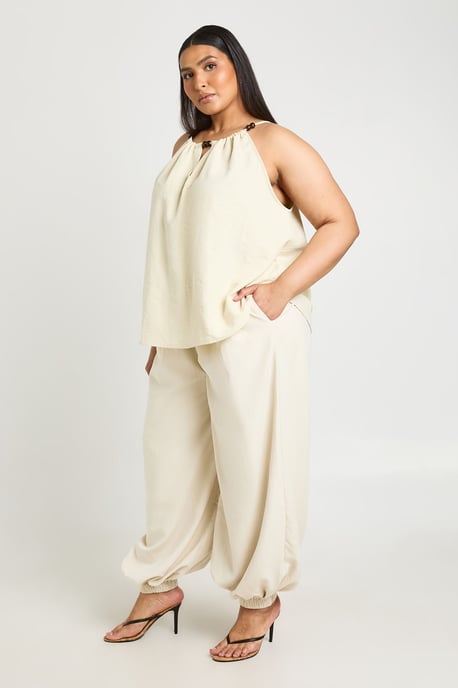 Plus Peached Beaded Halter Neck Floaty Top - Image 3