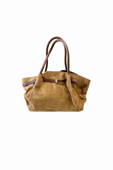 Vintage Soft Faux Suede Shoulder Bag in Brown - Image 2