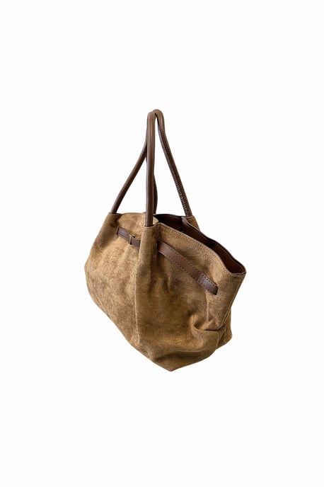 Vintage Soft Faux Suede Shoulder Bag in Brown - Image 3