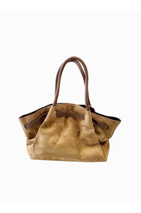 Vintage Soft Faux Suede Shoulder Bag in Brown - Image 4