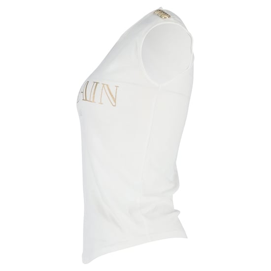 Balmain Logo Print Tank Top in White Cotton - Image 2