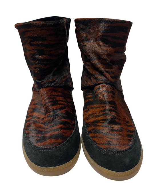 Isabel Marant Tiger Print Boots i Brun Mocka - Image 2