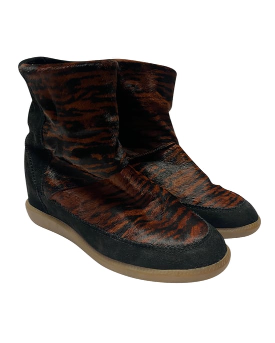 Isabel Marant Tiger Print Boots i Brun Mocka - Image 3