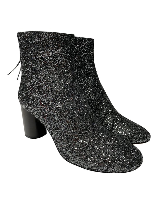Isabel Marant Ritza Glitter-coated Ankle Boots in Glitter Silver - Image 4