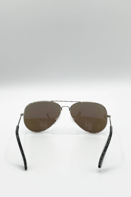 Kids Aviator Sunglasses Silver Frame With Blue Mirrored Lenses - Image 6
