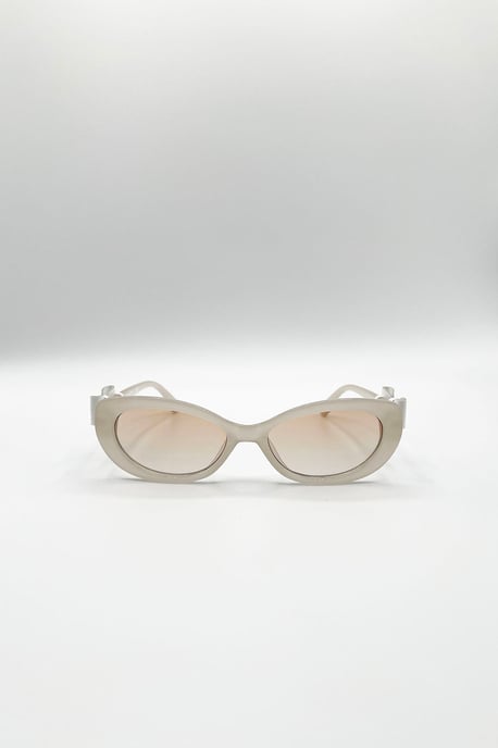 Bow Side Detail Sunglasses In Nude - Removeable Bow - Image 2