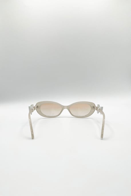 Bow Side Detail Sunglasses In Nude - Removeable Bow - Image 5
