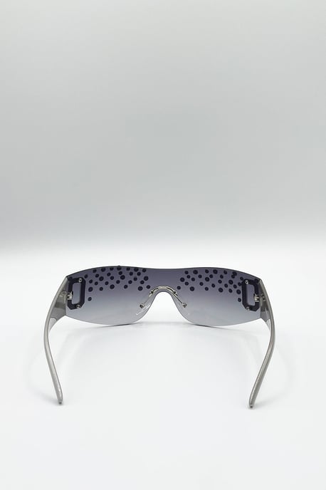 Racer Diamante Sunglasses In Silver - Image 5