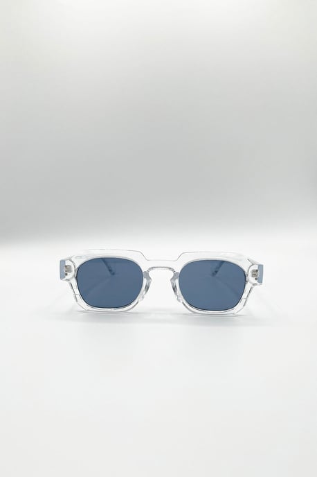 Angular Wayfarer Sunglasses In Clear - Image 2