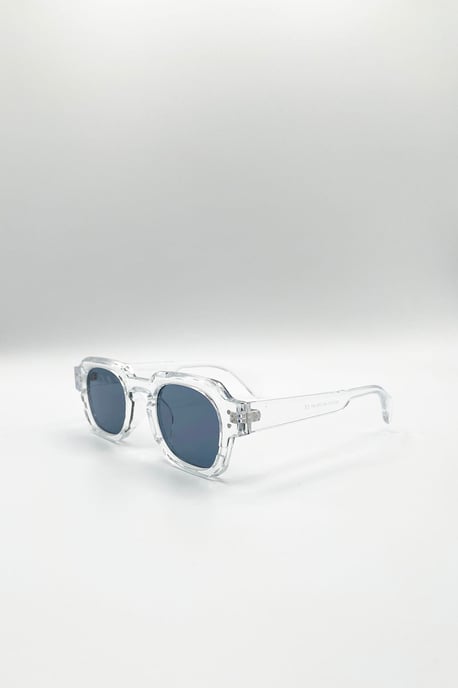 Angular Wayfarer Sunglasses In Clear - Image 3