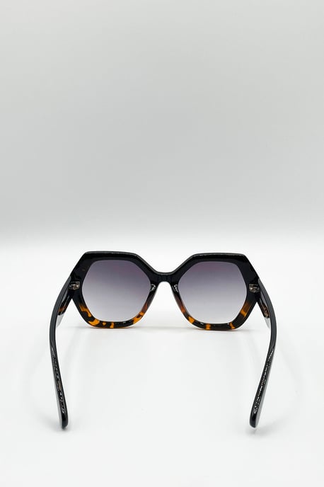 Oversized Rounded Angular Sunglasses In Tortoiseshell - Image 5