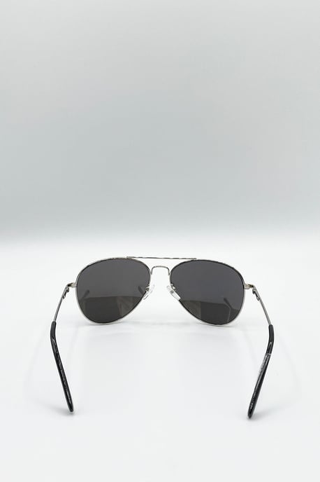 Aviator Sunglasses Silver Frame With Silver Mirrored Lenses - Image 5
