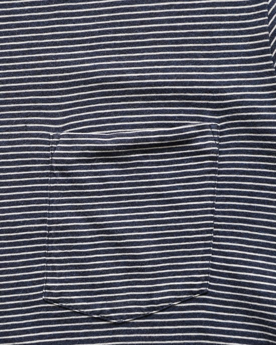 A.P.C. Randig kortärmad t-shirt med rund hals i marinblå bomull - Image 5