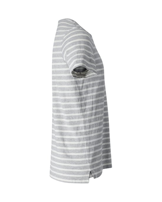 Hugo Boss Tessler Slim-Fit Randig T-shirt i Vit och Ljusblå Bomullsjersey - Image 2