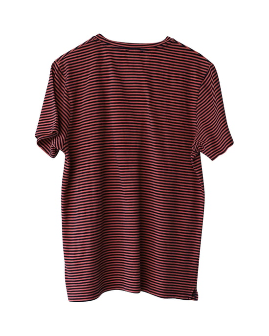 A.P.C. Randig kortärmad t-shirt med rund hals i orange bomull - Image 2