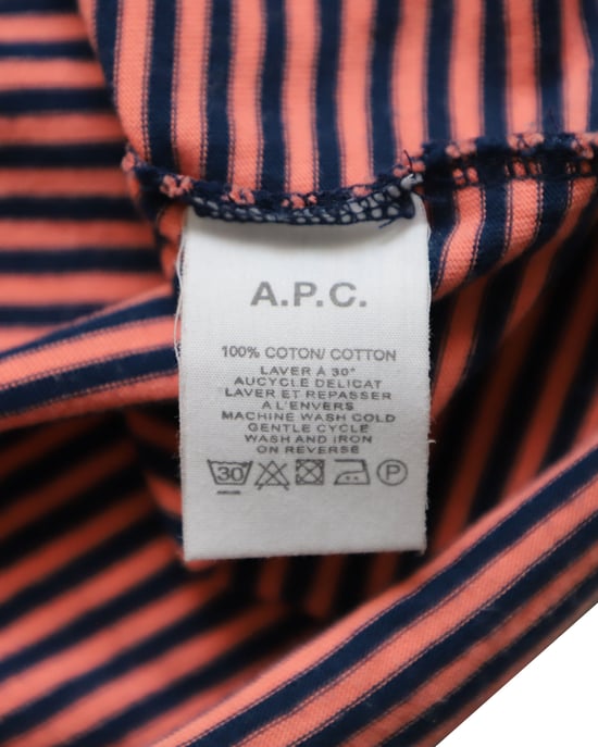 A.P.C. Randig kortärmad t-shirt med rund hals i orange bomull - Image 5