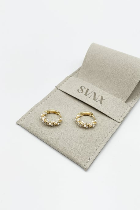 Pearl Vine Hoop Earrings in Gold - Image 1