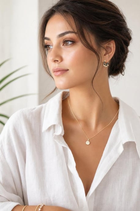 Pearl & Noir Chain Double Hoop Earrings in Gold - Image 2