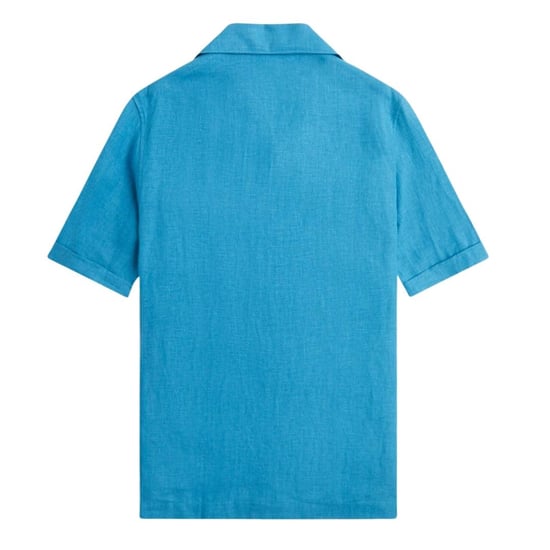 Fred Perry Mens Runaway Linen Shirt (Ocean Blue) - Image 2
