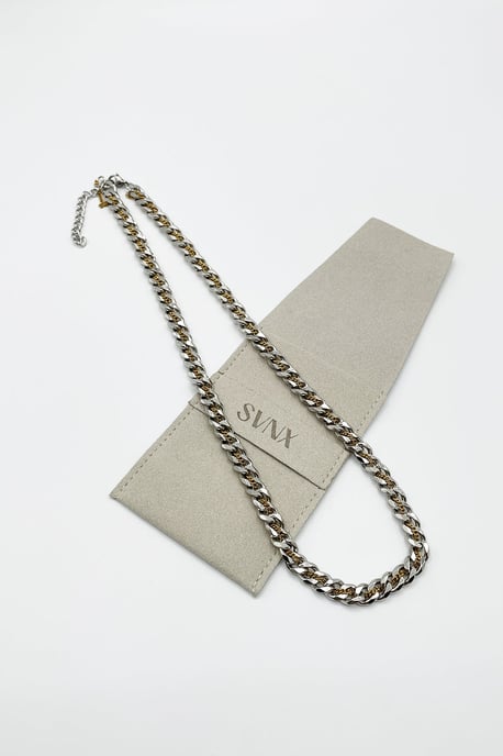 Woven Chain Necklace in Silver and Gold - Image 2
