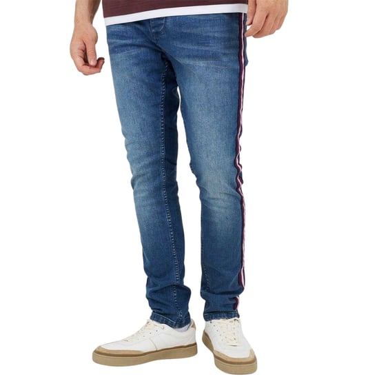 Brave Soul Herenjeans met contrasterende strepen en afwerkband (Lichtblauw) - Image 1