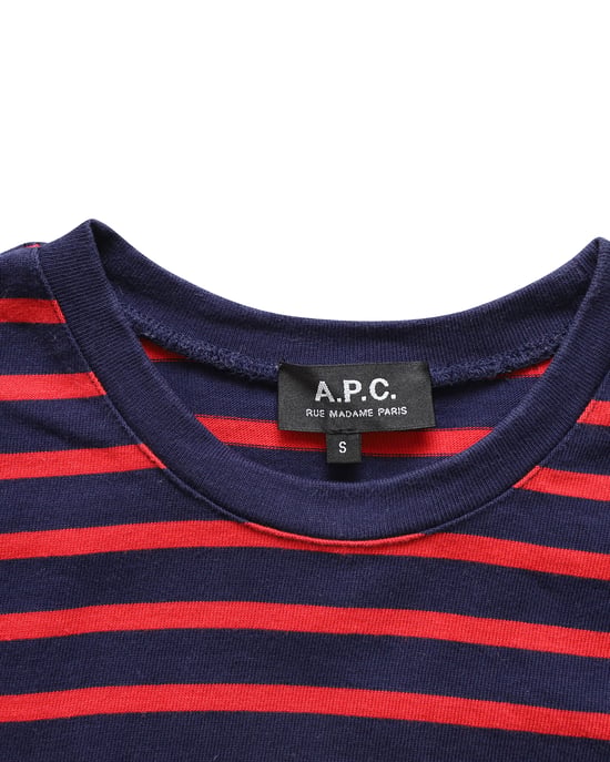A.P.C. Randig T-shirt i röd bomull - Image 3