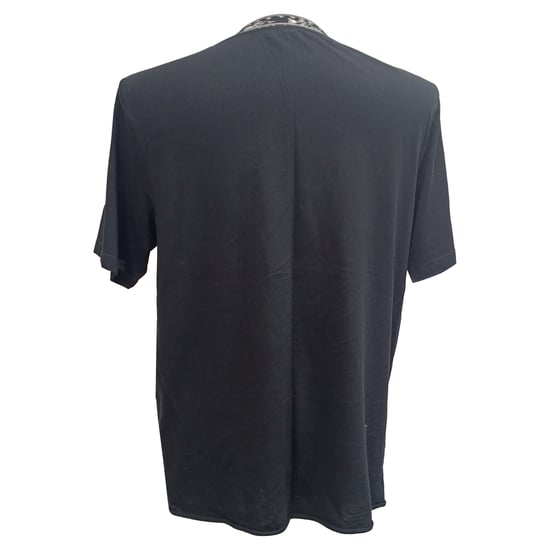Saint Laurent Patterned-Knit Neckline T-Shirt in Black Cotton - Image 4