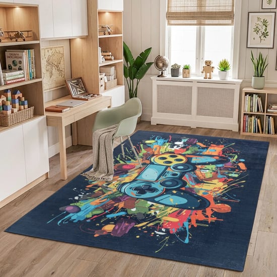 Muratap Kindervloerkleed gaming graffiti blauw multi wasbaar antislip- 60x180 cm - Image 4