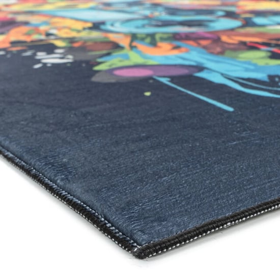 Muratap Kindervloerkleed gaming graffiti blauw multi wasbaar antislip- 60x180 cm - Image 5