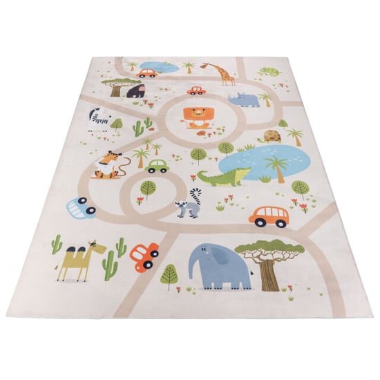 Muratap Kindervloerkleed safari multi wasbaar antislip- 80x150 cm - Image 2