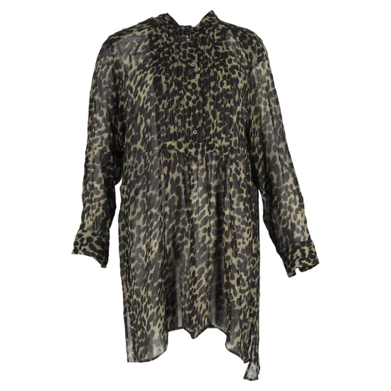 Étoile Isabel Marant Cray Leopard Print Mini Dress in Green Viscose - Image 1