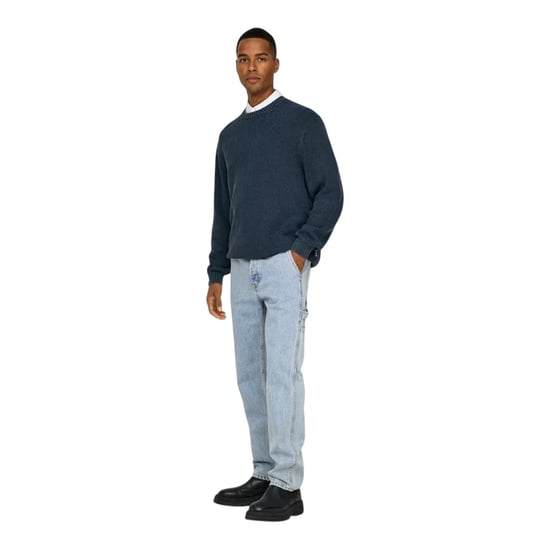 Endast Herr Denim Snickar Relaxed Fit Jeansen (Ljus Denim Blå) - Image 4