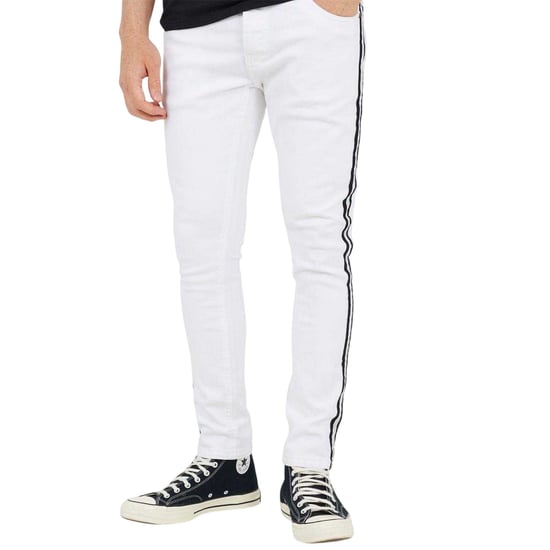 Brave Soul Herenjeans met contrasterende strepen en afwerkband (Wit) - Image 1