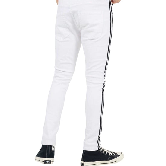 Brave Soul Herenjeans met contrasterende strepen en afwerkband (Wit) - Image 2
