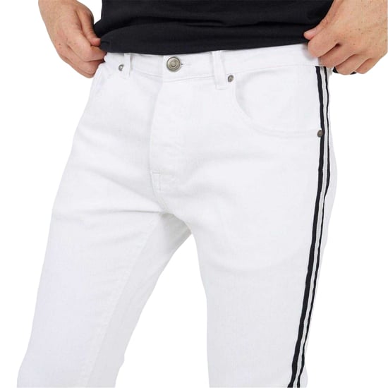 Brave Soul Herenjeans met contrasterende strepen en afwerkband (Wit) - Image 3