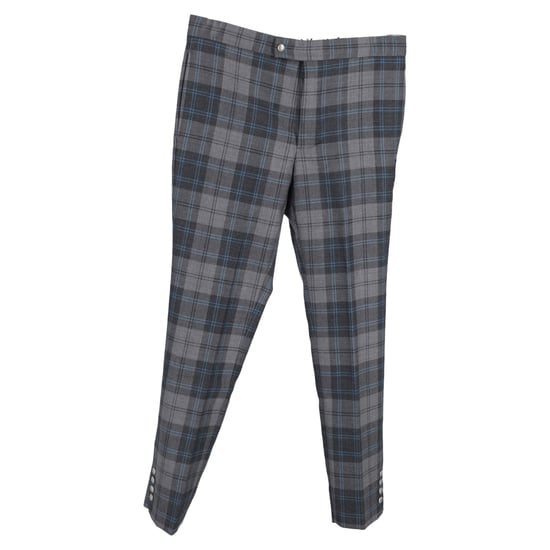 Moncler Plaid Mid-Waist Slim-Fit Trousers in Grey Wool - Image 1