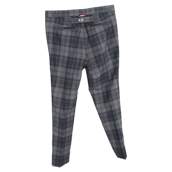 Moncler Plaid Mid-Waist Slim-Fit Trousers in Grey Wool - Image 2