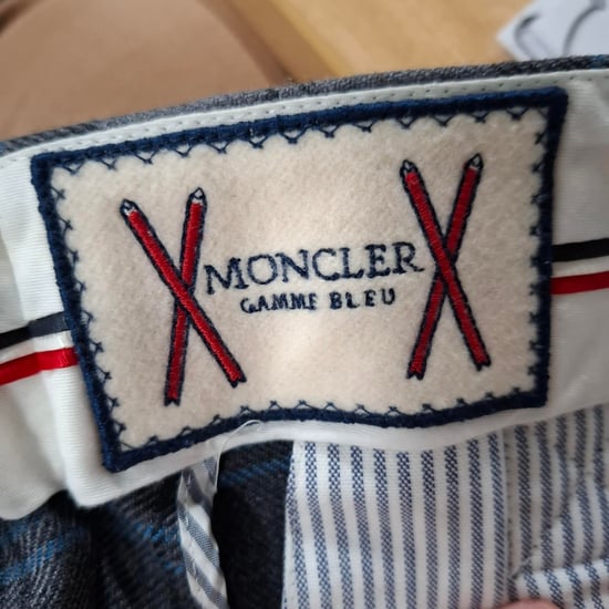 Moncler Plaid Mid-Waist Slim-Fit Trousers in Grey Wool - Image 3