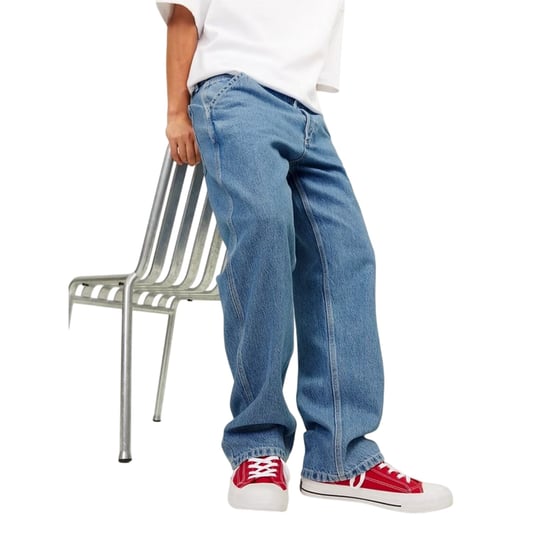 Jack And Jones Eddie Worker-jeans voor heren met een relaxte pasvorm (Blauwe Denim) - Image 5