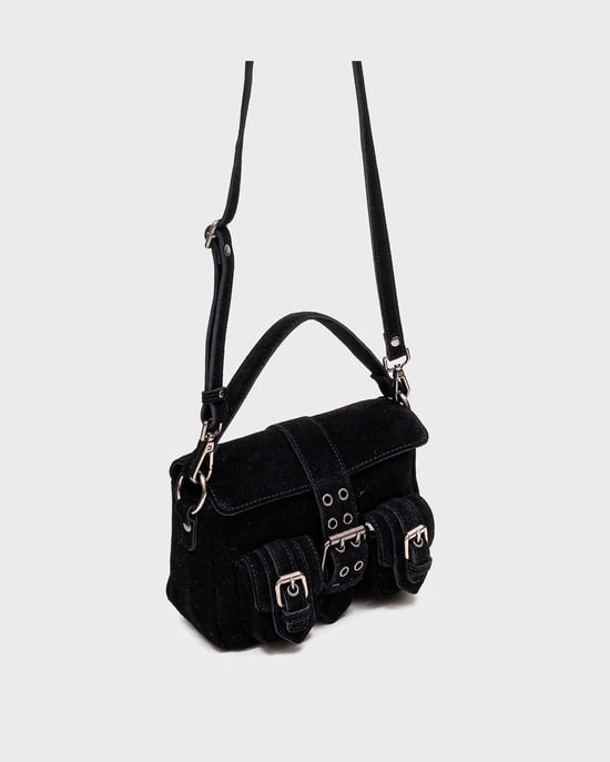 Honey Buckle Suede Zwart Tas - Image 2